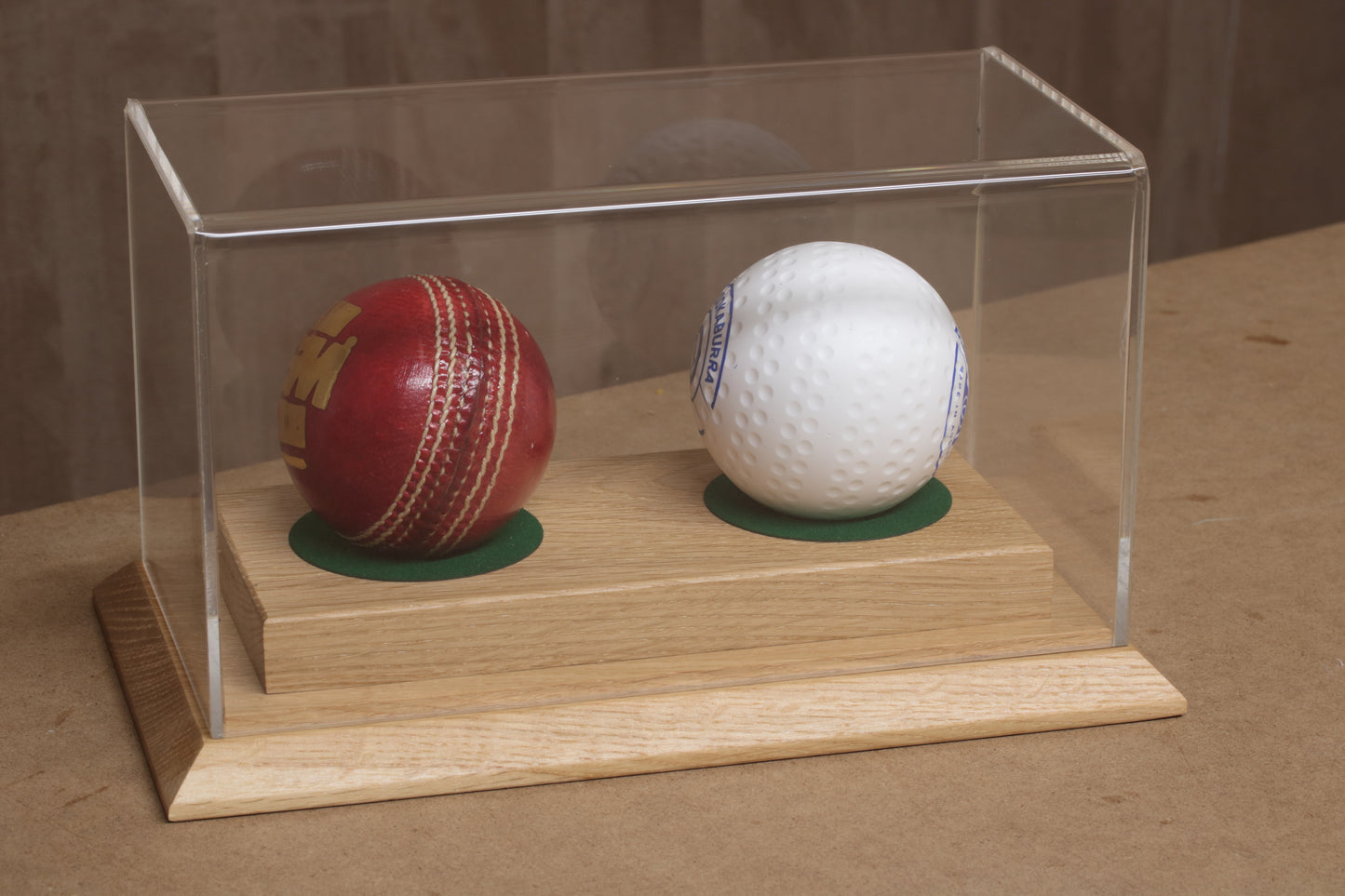 Double Cricket Ball Display case with custom engraving
