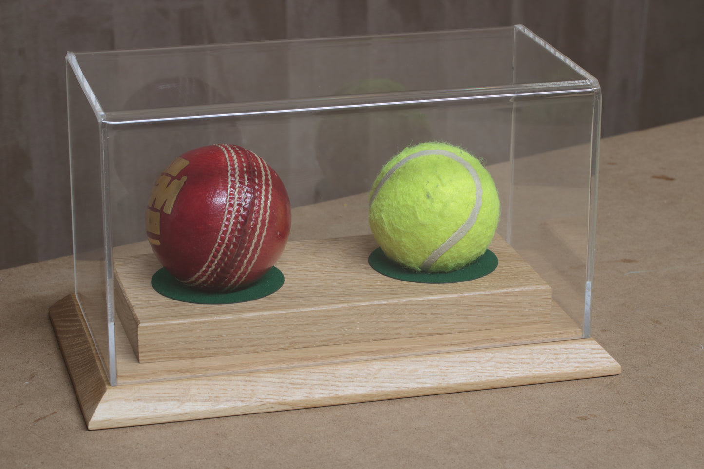 Double Cricket Ball Display case with custom engraving
