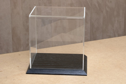 Display Case w18cm x d15cm x h18cm - Oak Base, (BLACK)