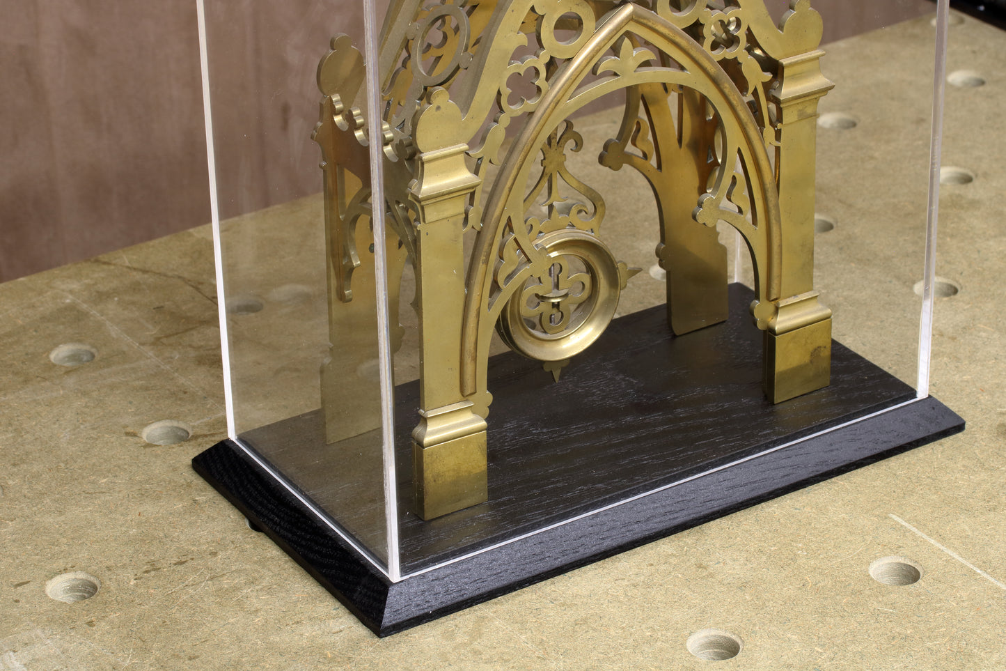 Display case made to order to fit antique skeleton clock 27cm x 14cm x 39cm (h)