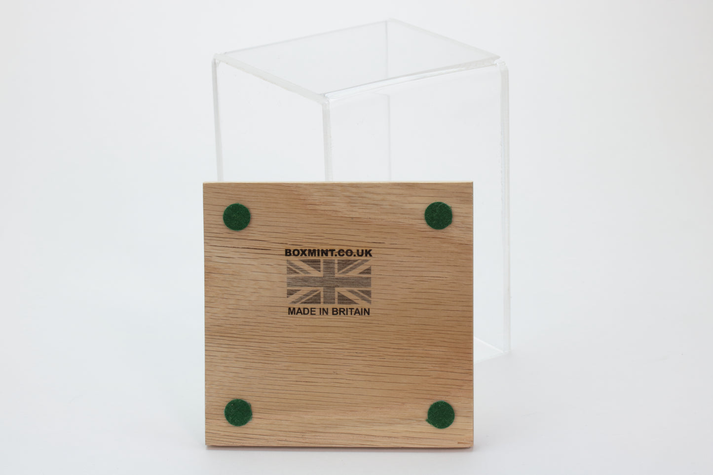 Display Case 10cm x 10cm x 15cm with solid Oak base