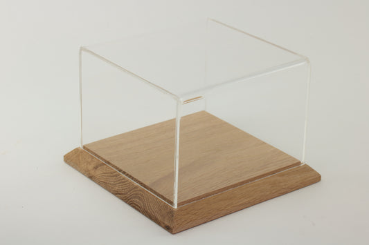 Display Case 20cm x 20cm x 15cm  with solid Oak base