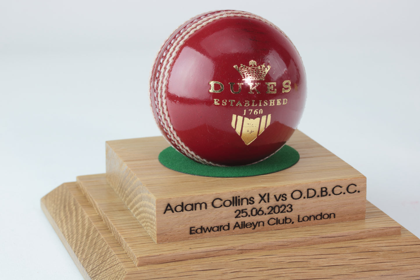 Cricket Ball Display case with custom engraving