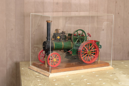 custom 3/4 inch traction engine acrylic perspex display case Allchin made in the UK by BoxMint. Wood Oak base